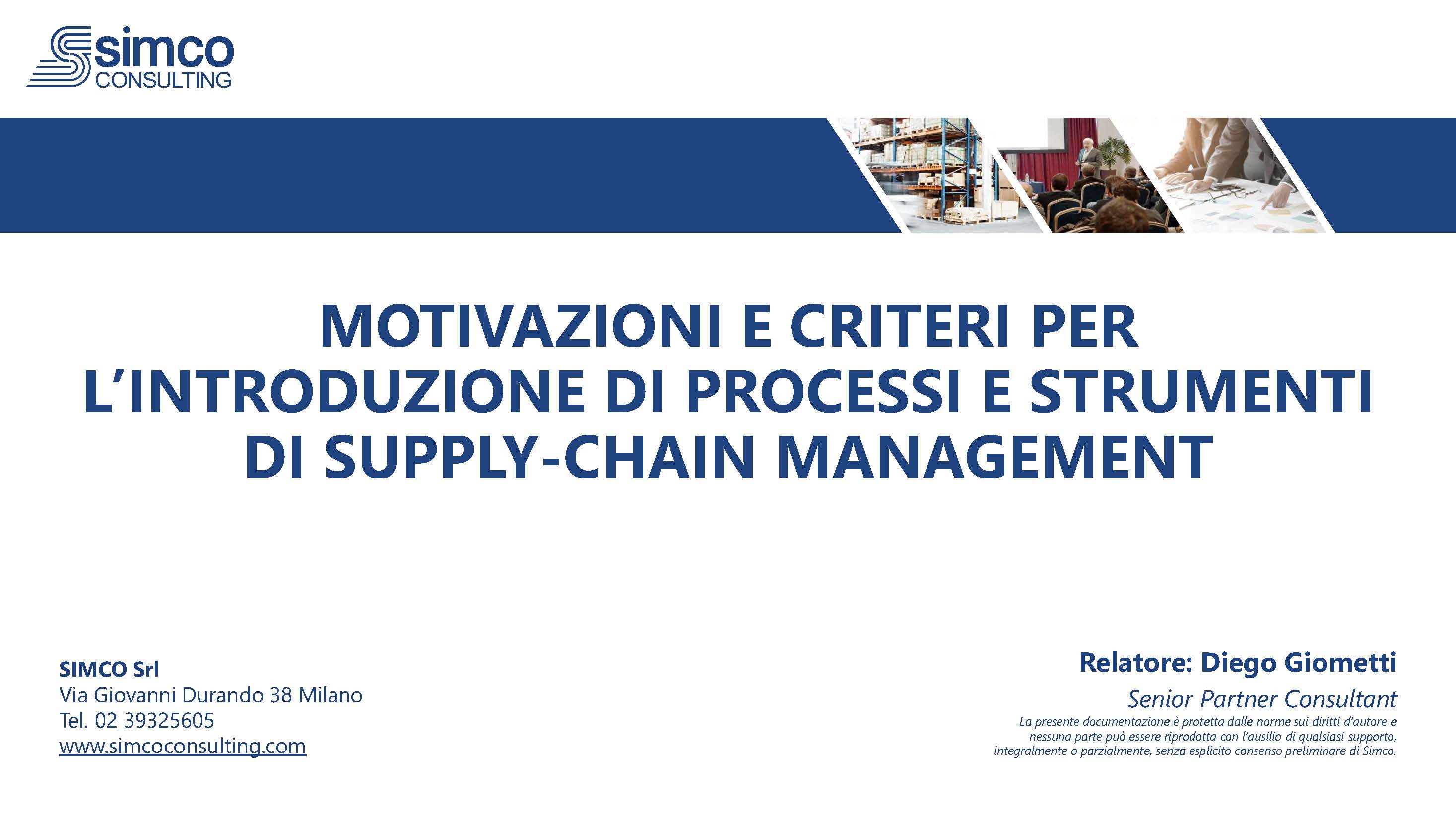 Webinar Motivazioni e criteri strumenti SCM
